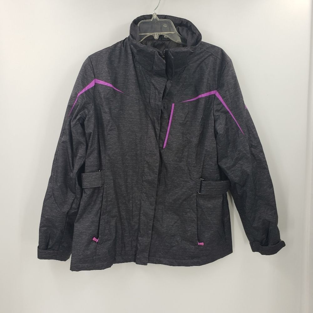 🩵ZEROXPOSUR women's PL gray with purple full zipper jacket